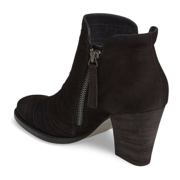 $500 PAUL GREEN Malibu Sliced Zip Bootie CLASSIC BLOCK NUBUCK BLACK 7.5 (TPO7) - Picture 2 of 9